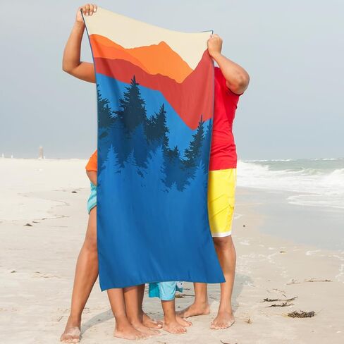 4 Packs 63 x 31.5 Polyester Nylon Mountain Forest Landscape Print Car Seat Towel Covers, Beach Towel, with 9.84'' Radius Hood for Beach, Camping and Dog Pet Workout Outdoor Sport Activities in Saudi Arabia