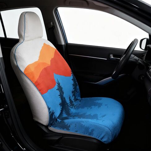 4 Packs 63 x 31.5 Polyester Nylon Mountain Forest Landscape Print Car Seat Towel Covers, Beach Towel, with 9.84'' Radius Hood for Beach, Camping and Dog Pet Workout Outdoor Sport Activities in Saudi Arabia