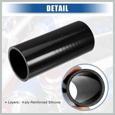 2.25 "ID 6" طول 4-Ply عززت ارتفاع درجة الحرارة مقرنة مستقيمة سيليكون المخفض خرطوم أسود للسيارة المبرد تناول الأنابيب استبدال قطع غيار السيارات in Saudi Arabia