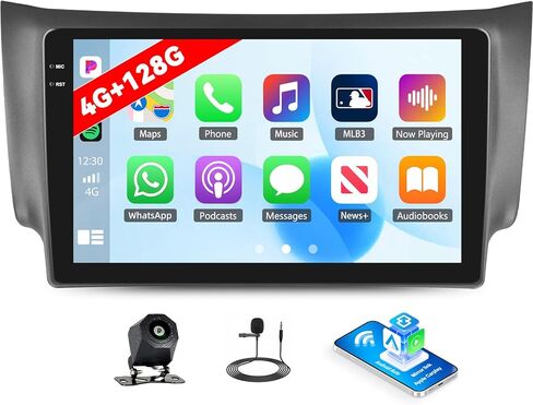 for Nissan Sentra 2013-2017 Radio with Wireless CarPlay Android Auto 2G+32G Android 11 Car Stereo10.1 Inch Touchscreen Bluetooth HiFi GPS Navigation FM Radio WiFi SWC+ AHD Backup Camera in Kuwait