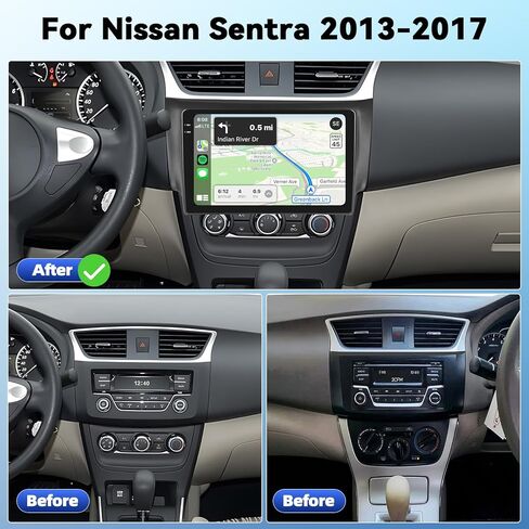 for Nissan Sentra 2013-2017 Radio with Wireless CarPlay Android Auto 2G+32G Android 11 Car Stereo10.1 Inch Touchscreen Bluetooth HiFi GPS Navigation FM Radio WiFi SWC+ AHD Backup Camera in Kuwait