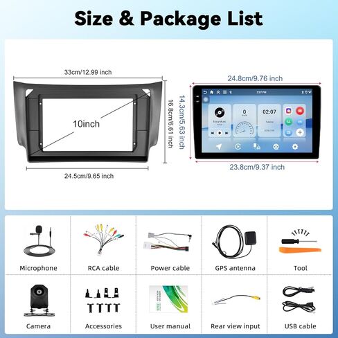 for Nissan Sentra 2013-2017 Radio with Wireless CarPlay Android Auto 2G+32G Android 11 Car Stereo10.1 Inch Touchscreen Bluetooth HiFi GPS Navigation FM Radio WiFi SWC+ AHD Backup Camera in Kuwait