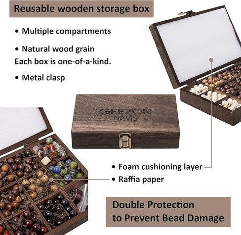 Geezon Navis Bracelet Making Kit - 10mm Natural Wooden Beads with Letters & Stone Beads - 296pcs in 16 Colors - DIY Jewelry Making Starter Kit Adult Men Women Birthday Gift Craft in Saudi Arabia