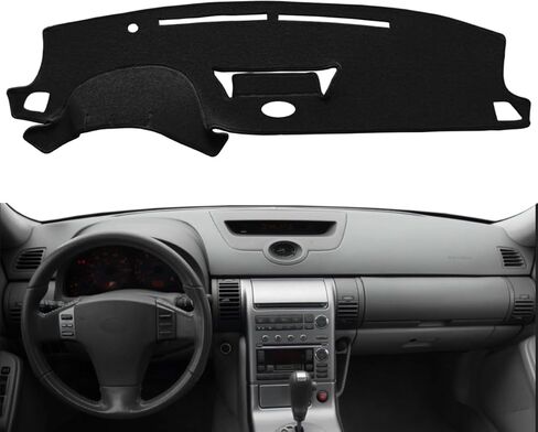 حصيرة غطاء لوحة القيادة تناسب 2003-2006 Infiniti G35 G35X مع ساعة داخلية، وسادة غطاء لوحة القيادة وواقي السجاد (أسود) Y58 in Kuwait