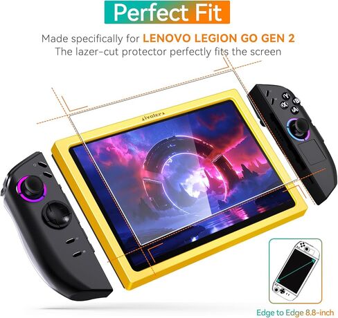 واقي شاشة محدث من ivoler مكون من قطعتين من الزجاج المقسى لجهاز Lenovo Legion Go Gaming المحمول 8.8 بوصة 2023 مع [إطار محاذاة]، شفاف عالي الدقة مضاد للخدش لجهاز Lenovo Legion Go in Kuwait