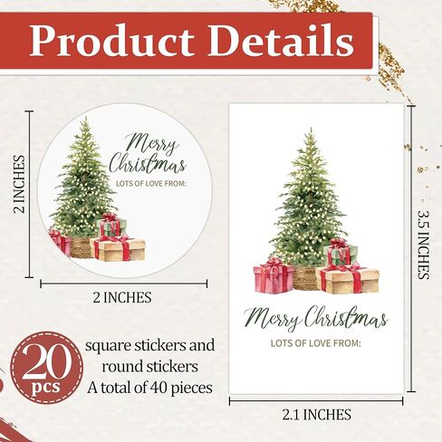 Christmas Gift Stickers, Chinoiserie Name Labels with Orange Tree Vase, 20 Round & 20 Rectangle, Fits for Xmas Party Decor, Gift Wrapping, Envelopes Seals, Handcraft, Minimalist-A28 in Saudi Arabia