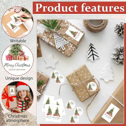 Christmas Gift Stickers, Chinoiserie Name Labels with Orange Tree Vase, 20 Round & 20 Rectangle, Fits for Xmas Party Decor, Gift Wrapping, Envelopes Seals, Handcraft, Minimalist-A28 in Saudi Arabia