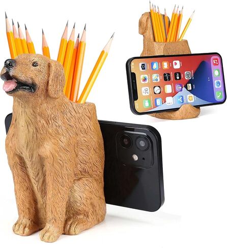 Pen Pencil Holder with Phone Stand, Resin Holder Desk Organizer Decoration for Office Desk Home Decorative (Dog) in Saudi Arabia
