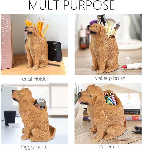 Pen Pencil Holder with Phone Stand, Resin Holder Desk Organizer Decoration for Office Desk Home Decorative (Dog) in Saudi Arabia