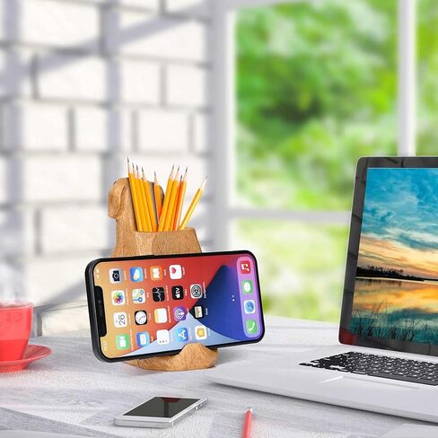 Pen Pencil Holder with Phone Stand, Resin Holder Desk Organizer Decoration for Office Desk Home Decorative (Dog) in Saudi Arabia