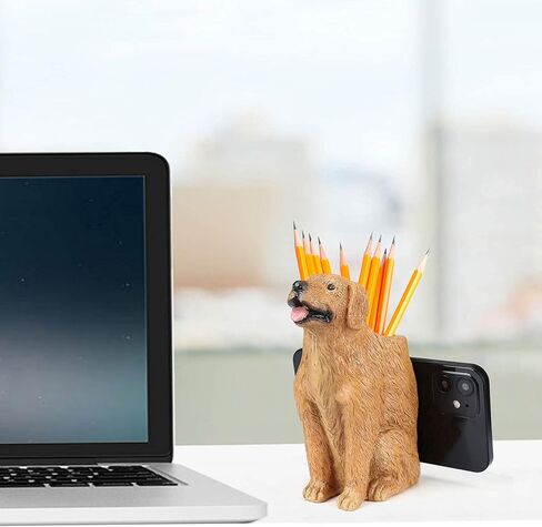 Pen Pencil Holder with Phone Stand, Resin Holder Desk Organizer Decoration for Office Desk Home Decorative (Dog) in Saudi Arabia