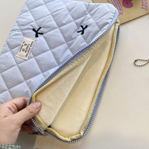 13-14 inch Cute Bow Graphic Carrying Laptop Bag, 13.6 inch Puffy Laptop Sleeve Case, Compatible with MacBook Air/Pro 13 14, HP Acer Dell ASUS Lenovo, Quilted Computer Bag with Zipper, Blue in Saudi Arabia