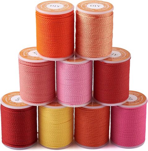 108 Yard 1mm Waxed Polyester Cords Mixed 9 Colors Macrame Twine Rope Braided Thread Beading String for Home Decor Sewing Friendship Bracelet Necklace Jewelry Making DIY Supplies Pink Red in Saudi Arabia