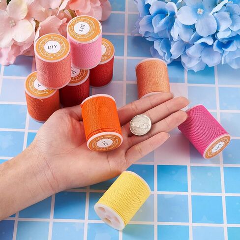 108 Yard 1mm Waxed Polyester Cords Mixed 9 Colors Macrame Twine Rope Braided Thread Beading String for Home Decor Sewing Friendship Bracelet Necklace Jewelry Making DIY Supplies Pink Red in Saudi Arabia