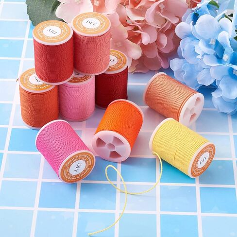 108 Yard 1mm Waxed Polyester Cords Mixed 9 Colors Macrame Twine Rope Braided Thread Beading String for Home Decor Sewing Friendship Bracelet Necklace Jewelry Making DIY Supplies Pink Red in Saudi Arabia