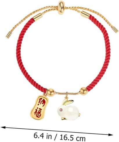 Zodiac Rabbit Red String for Spring Festival Adjustable Braided Red Symbol of Wealth Love Fortune Present for Chinese Year in Saudi Arabia