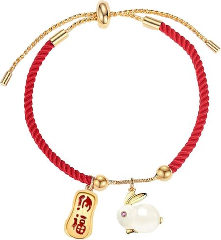Zodiac Rabbit Red String for Spring Festival Adjustable Braided Red Symbol of Wealth Love Fortune Present for Chinese Year in Saudi Arabia
