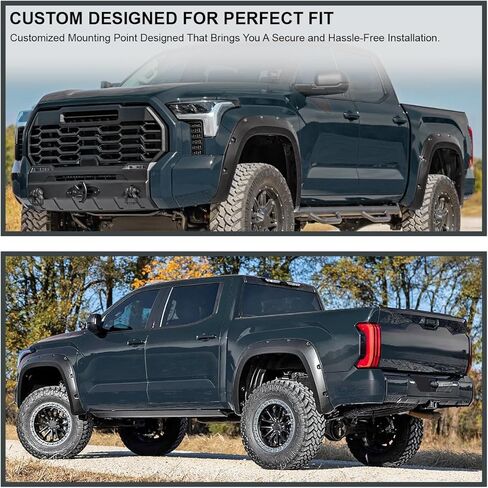 Spec-D Tuning 4PC Front + Rear Smooth Rivet Bolt On Pocket Style Fender Flares Compatible with 2022-2024 Toyota Tundra in Saudi Arabia