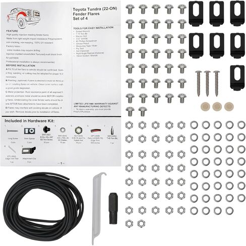 Spec-D Tuning 4PC Front + Rear Smooth Rivet Bolt On Pocket Style Fender Flares Compatible with 2022-2024 Toyota Tundra in Saudi Arabia