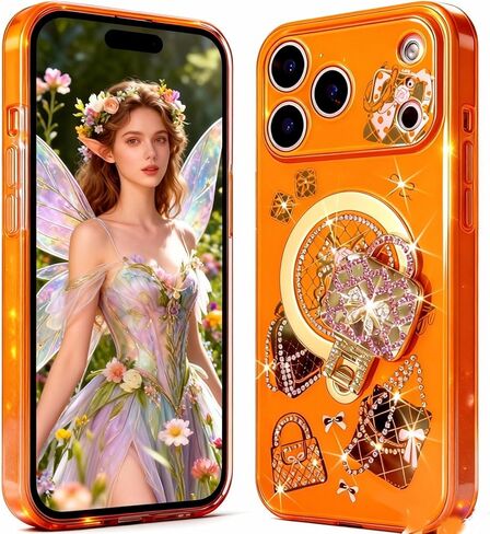 for iPhone 12 Pro Max Phone Case Cute Glitter Girly Women Flower Design,Luxury Plating Pearly Lustre Pattern,Sparkle Bling Diamond Butterfly Kickstand,Plating Hard Back Rugged Bumper Cover in Kuwait