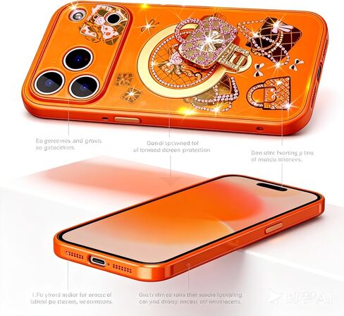 for iPhone 12 Pro Max Phone Case Cute Glitter Girly Women Flower Design,Luxury Plating Pearly Lustre Pattern,Sparkle Bling Diamond Butterfly Kickstand,Plating Hard Back Rugged Bumper Cover in Kuwait