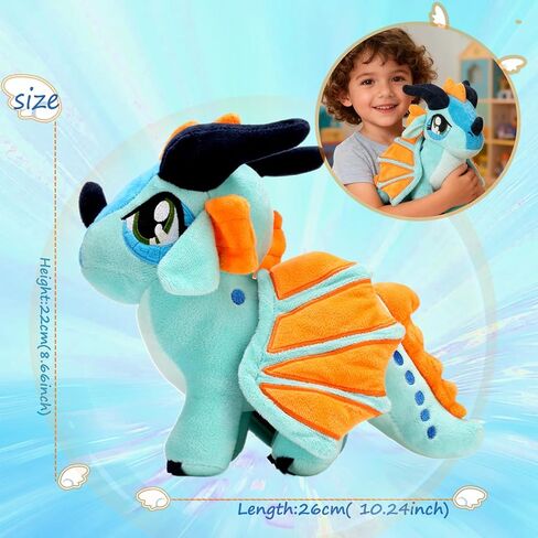 NTSPFU Wings of Fire Dragon Plush Toy - Fire Winged Dragon Plush Pillow - Rainwing Dragon Stuffed Animals - Cute Dragon Doll - Suitable Gifts for Children (Orange) in Saudi Arabia