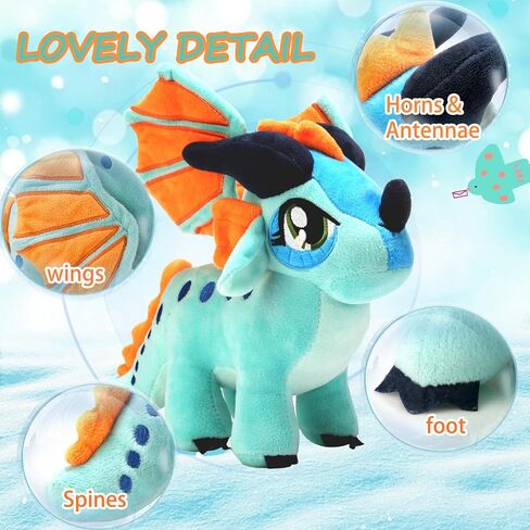 NTSPFU Wings of Fire Dragon Plush Toy - Fire Winged Dragon Plush Pillow - Rainwing Dragon Stuffed Animals - Cute Dragon Doll - Suitable Gifts for Children (Orange) in Saudi Arabia
