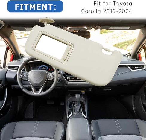 INTGET رمادي جانب السائق حاجب الشمس لملحقات Toyota Corolla 2019 2020 2021 2022 2023 2024 ABS الجانب الأيسر حاجب الشمس للسيارة مع مرآة in Saudi Arabia