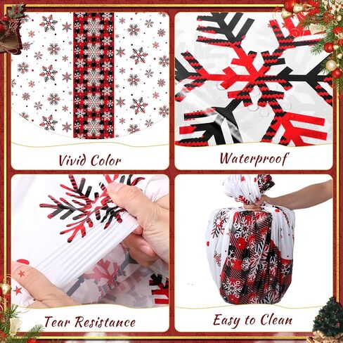 6 Pcs Round Christmas Tablecloth 84 Inch Plastic Christmas Tree Snowman Snowflake Tablecloth Disposable Xmas Holiday Table Cover for Party Picnic Dinner Kitchen Decor (Snowflake) in Kuwait