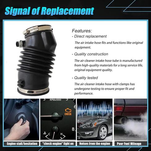 17228-RYE-A10 Air Intake Hose Fit 2010-2013 for Acura MDX Base Sport Utility 4-Door 3.7L V6 GAS SOHC Naturally Aspirated J37A1,Engine Air Cleaner Intake Hose Duct Tube Boot with Clamps,17228RYEA10 in Saudi Arabia
