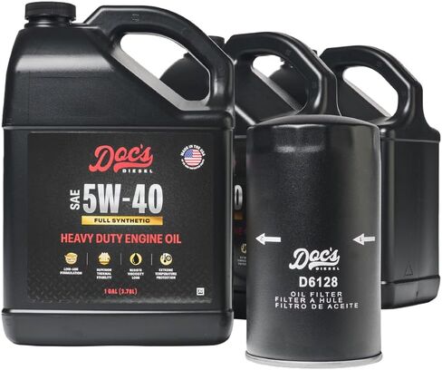 طقم تغيير الزيت الاصطناعي الكامل من Doc's Diesel 5W-40 D6128+DOCS5W40-3 | متوافق مع فورد 6.7L باور ستروك 2011-2025 in Saudi Arabia