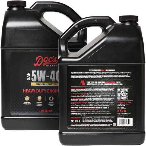 طقم تغيير الزيت الاصطناعي الكامل من Doc's Diesel 5W-40 D6128+DOCS5W40-3 | متوافق مع فورد 6.7L باور ستروك 2011-2025 in Saudi Arabia