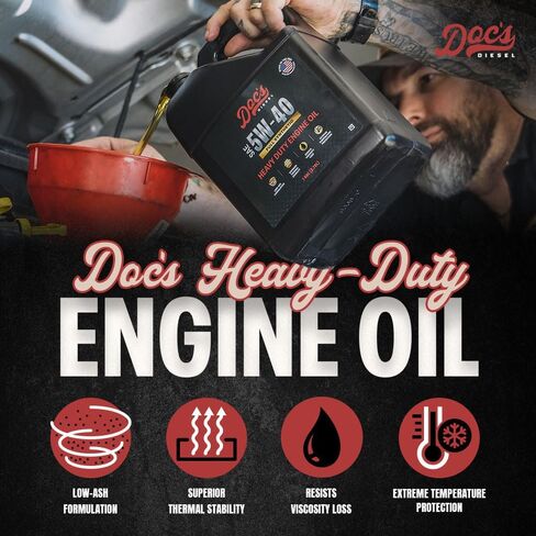 طقم تغيير الزيت الاصطناعي الكامل من Doc's Diesel 5W-40 D6128+DOCS5W40-3 | متوافق مع فورد 6.7L باور ستروك 2011-2025 in Saudi Arabia