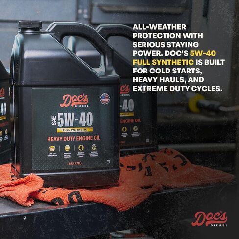 طقم تغيير الزيت الاصطناعي الكامل من Doc's Diesel 5W-40 D6128+DOCS5W40-3 | متوافق مع فورد 6.7L باور ستروك 2011-2025 in Saudi Arabia