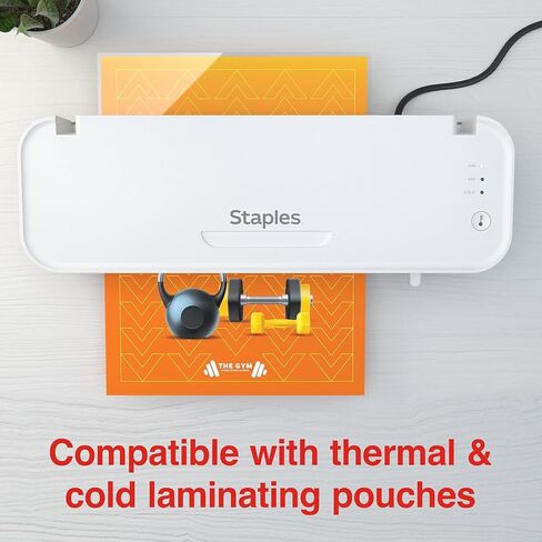 Staples Thermal Laminator Machine, 9.5 Inch W, Dual-Function Hot & Cold Laminating, Office Presentation Supplies, White/Gray in Saudi Arabia