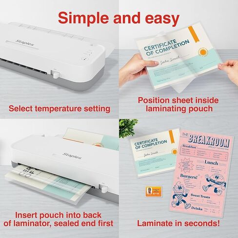 Staples Thermal Laminator Machine, 9.5 Inch W, Dual-Function Hot & Cold Laminating, Office Presentation Supplies, White/Gray in Saudi Arabia