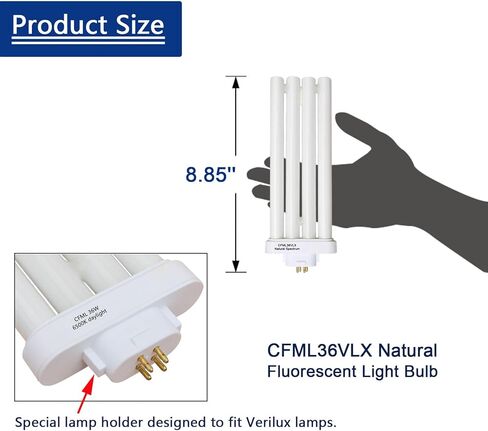 Valoisa CFML27VLX لمبة إضاءة الفلورسنت ذات طيف ضوء النهار الطبيعي، بديل لـ VERILUX CFML27VLX، 6500K in Kuwait