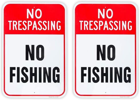Large No Fishing Sign, 18"x 12" .04" Aluminum Reflective Sign Rust Free Aluminum-UV Protected and Weatherproof in Saudi Arabia