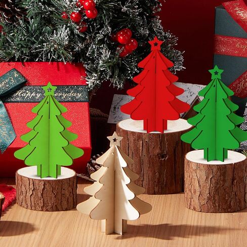 Chunful 36 Pcs DIY Christmas Wood Crafts to Paint 3D Unfinished Wooden Ornaments Christmas Hanging Cutouts Blank Hollow Wood Gingerbread Man Holiday Wooden Slice for Xmas Tree Decorations in Saudi Arabia