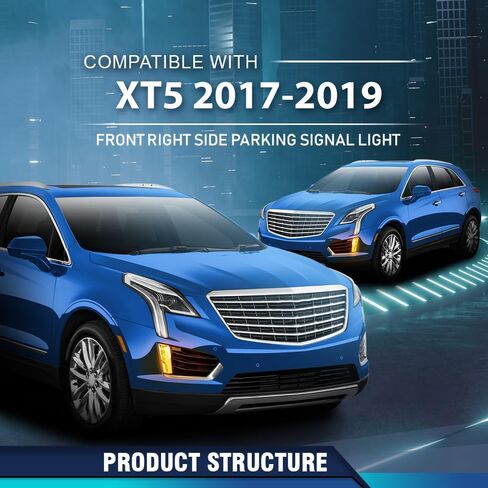 PIT66 مصباح إشارة الانعطاف الأمامي مصباح هالوجين مناسب لجانب الراكب الأيمن Cadillac XT5 (الطراز الفرعي: Base، Luxury، Platinum، Premium Luxury) 2017 2018 2019 84496126، GM2531136 عدسة كهرمانية بيضاء in Saudi Arabia
