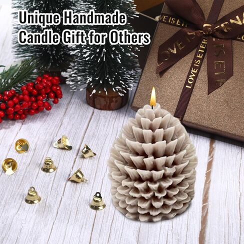 1 Pcs Christmas Candle Molds Christmas Resin Molds 3D Tree Shape Type B with 20 Gold Color 0.55in Bells for Party DIY Craft, Table Home Decor Supplies, Homemade Soap in Kuwait