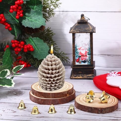 1 Pcs Christmas Candle Molds Christmas Resin Molds 3D Tree Shape Type B with 20 Gold Color 0.55in Bells for Party DIY Craft, Table Home Decor Supplies, Homemade Soap in Kuwait