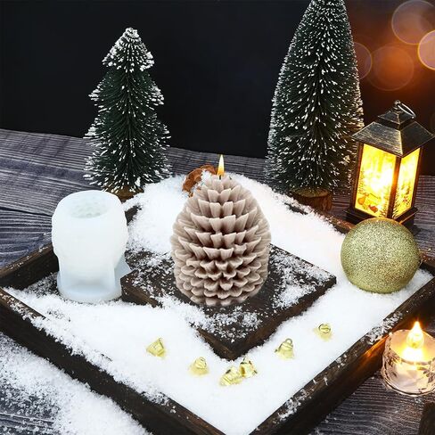 1 Pcs Christmas Candle Molds Christmas Resin Molds 3D Tree Shape Type B with 20 Gold Color 0.55in Bells for Party DIY Craft, Table Home Decor Supplies, Homemade Soap in Kuwait