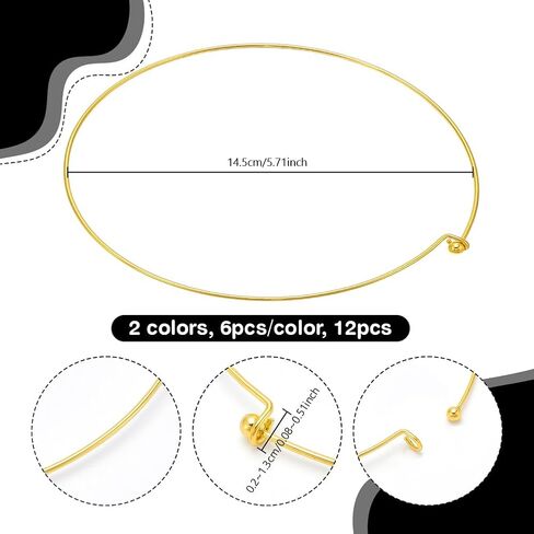 UNICRAFTALE 6Pcs 2 Colors 5.71 inch Wire Wrap Collar Necklaces for Women Golden Choker Necklaces Platinum Open Choker Necklace Metal Plain Chocker Collar Necklace for DIY Jewelry Making in Saudi Arabia