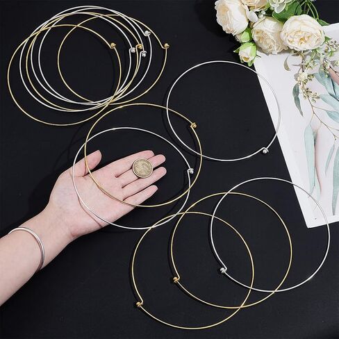 UNICRAFTALE 6Pcs 2 Colors 5.71 inch Wire Wrap Collar Necklaces for Women Golden Choker Necklaces Platinum Open Choker Necklace Metal Plain Chocker Collar Necklace for DIY Jewelry Making in Saudi Arabia