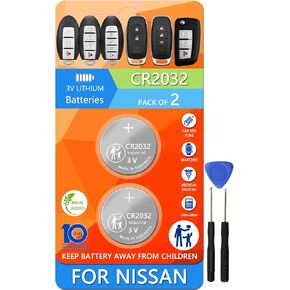 استبدال بطارية Key Fob لنيسان روج ألتيما سينترا فيرسا باثفايندر مورانو ماكسيما كيكس تيتان فرونتير أرمادا ليف جوك كويست 370Z GT-R جهاز التحكم عن بعد الذكي (عبوة من 2) in Kuwait