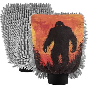AIXIWAWA Sasquatch Dusk Print Car Wash Mitt Washing Glove Scratch Free Water Absorbent 2 Pack Medium in Kuwait
