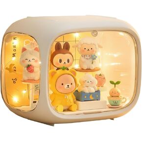 Display Case for Figures with Light, Adjustable Acrylic Display Figures, Tabletop Clear Display Box with Door Dust and Moisture Proof for Lego Collectibles Figures and Pop Mart in Saudi Arabia
