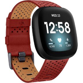 Meliya Leather Bands Compatible with Fitbit Versa 4 Bands/Fitbit Versa 3 Bands/Sense 2 Bands/Fitbit Sense Watch Bands for Women Men, Classic Genuine Leather Wristband Straps in Kuwait