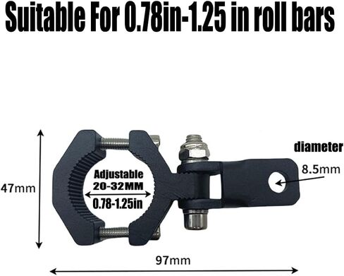 Motorcycle Spotlight Bracket, 2PCS Headlight Holder, Heavy-Duty Tube Clamp Mounting Bracket for 20mm-32mm ATV UTV Roll Bar (0.78-1.25 inch) in Saudi Arabia